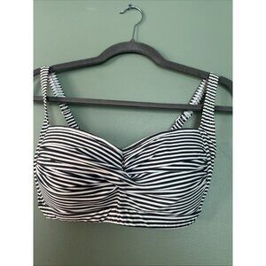 Bond Eye Australia Black and White Striped Swim Top Womens Sz US M Multi-Fit Cup